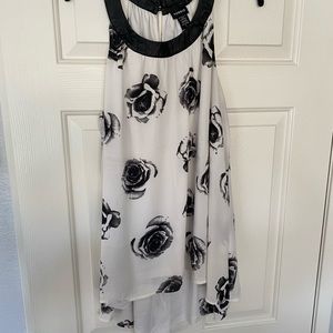 Black and white floral blouse